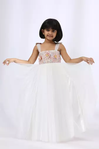 White plain cotton silk gown