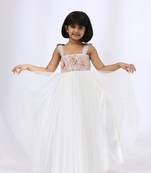 White plain cotton silk gown