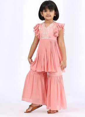 Pink plain cotton gharara 1