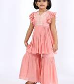 Pink plain cotton gharara
