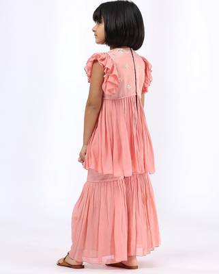 Pink plain cotton gharara 2