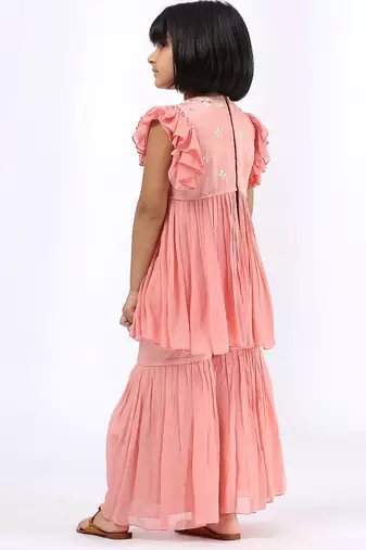 Pink plain cotton gharara
