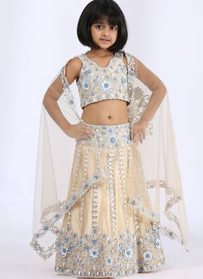 White embroidered cotton silk lehenga 1