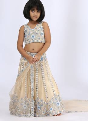 White embroidered cotton silk lehenga 2