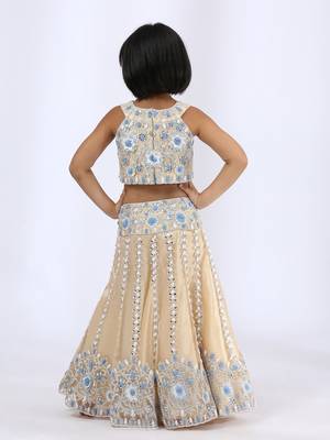 White embroidered cotton silk lehenga 4
