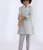 Grey plain satin kurta pyjama
