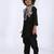 Black embroidered satin kurta pyjama