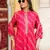 Women pink silk blend floral printed straight kurta trousers with dupatta