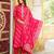 Women pink silk blend floral printed straight kurta trousers with dupatta