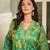 Women green rayon blend ethnic motifs printed straight kurta palazzos with dupatta