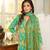 Women green rayon blend ethnic motifs printed straight kurta palazzos with dupatta