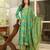 Women green rayon blend ethnic motifs printed straight kurta palazzos with dupatta