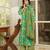 Women green rayon blend ethnic motifs printed straight kurta palazzos with dupatta