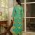 Women green rayon blend ethnic motifs printed straight kurta palazzos with dupatta