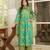 Women green rayon blend ethnic motifs printed straight kurta palazzos with dupatta