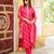 Women pink silk blend floral printed straight kurta trousers with dupatta