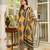 Women yellow rayon blend ethnic motifs printed straight kurta trousers with dupatta