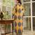 Women yellow rayon blend ethnic motifs printed straight kurta trousers with dupatta