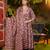 Women brown rayon blend floral printed a-line kurta palazzos with dupatta