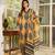Women yellow rayon blend ethnic motifs printed straight kurta trousers with dupatta