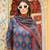 Women blue rayon blend ethnic motifs printed straight kurta trousers with dupatta