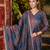 Women blue rayon blend ethnic motifs printed straight kurta trousers with dupatta