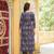 Women blue rayon blend ethnic motifs printed straight kurta trousers with dupatta