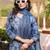 Women blue rayon blend floral printed straight kurta trousers with dupatta