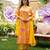 Women yellow silk blend floral printed straight kurta trousers with dupatta