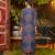 Women blue rayon blend ethnic motifs printed straight kurta trousers with dupatta