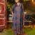 Women blue rayon blend ethnic motifs printed straight kurta trousers with dupatta