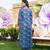 Women blue rayon blend floral printed straight kurta trousers with dupatta