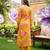 Women yellow silk blend floral printed straight kurta trousers with dupatta