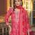 Women red silk blend ikat embroidered straight kurta trousers with dupatta