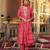 Women red silk blend ikat embroidered straight kurta trousers with dupatta