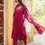 Women purple viscose rayon solid embroidered straight kurta trousers with dupatta