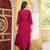 Women purple viscose rayon solid embroidered straight kurta trousers with dupatta
