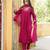 Women purple viscose rayon solid embroidered straight kurta trousers with dupatta