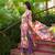 Women purple viscose rayon floral embroidered straight kurta trousers with dupatta