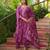 Women purple silk blend floral embroidered straight kurta trousers with dupatta
