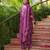 Women purple silk blend floral embroidered straight kurta trousers with dupatta