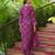 Women purple silk blend floral embroidered straight kurta trousers with dupatta