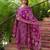 Women purple silk blend floral embroidered straight kurta trousers with dupatta