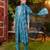 Women blue silk blend ikat printed straight kurta trousers with dupatta