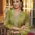 Women green silk blend floral embroidered straight kurta trousers with dupatta