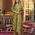 Women green silk blend floral embroidered straight kurta trousers with dupatta