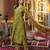Women green silk blend floral embroidered straight kurta trousers with dupatta