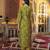 Women green silk blend floral embroidered straight kurta trousers with dupatta