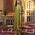 Women green silk blend floral embroidered straight kurta trousers with dupatta