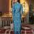 Women blue silk blend ikat printed straight kurta trousers with dupatta